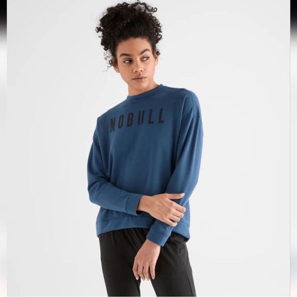 NOBULL Crew Neck Fleece Lined Sweater, Teal - Size Medium